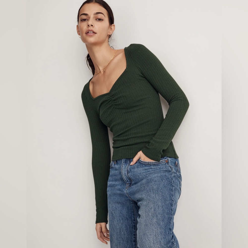 Madewell Forest Green Long Sleeve Top